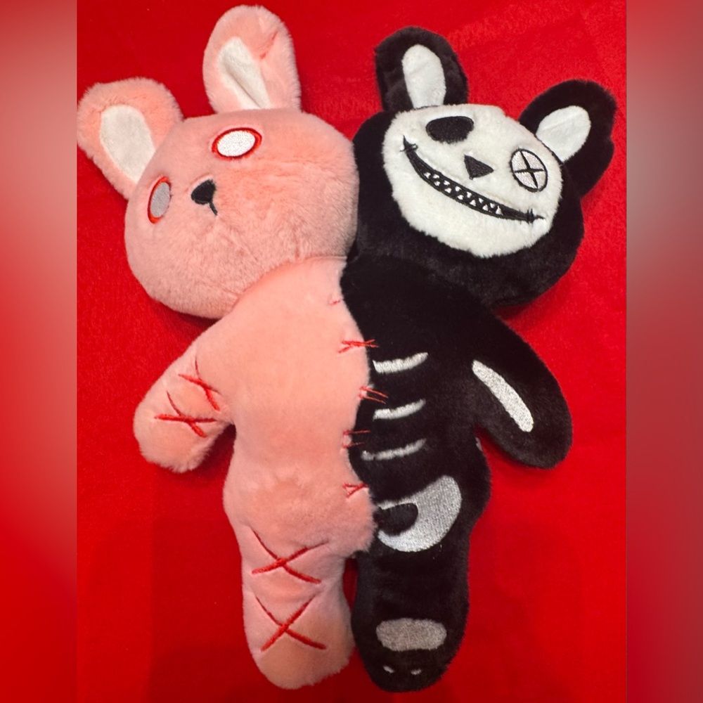Dual-Color Plush Bunny and Bear Toy